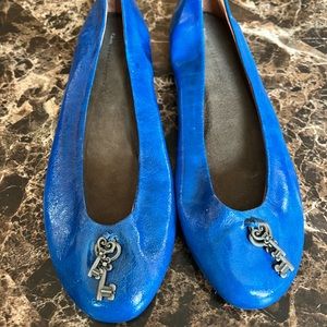 Anthropologie Pilcro & Letterpress blue leather flats size 7 medium